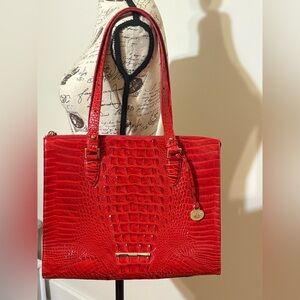 Anywhere Melbourne Carnation Crocodile Embossed Tote Bag by Brahmin